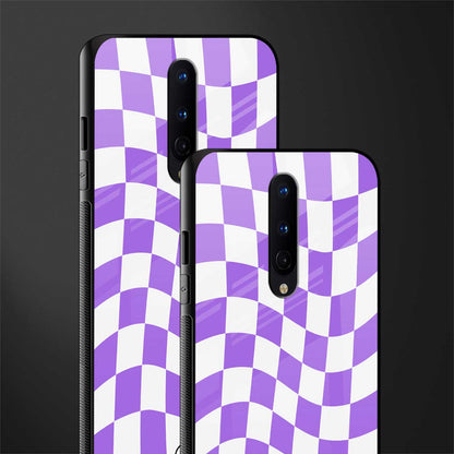 purple white trippy check pattern glass case for oneplus 8 image-2