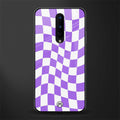 purple white trippy check pattern glass case for oneplus 8 image
