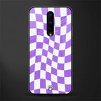 purple white trippy check pattern glass case for oneplus 8 image