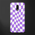 purple white trippy check pattern glass case for oneplus 6t image