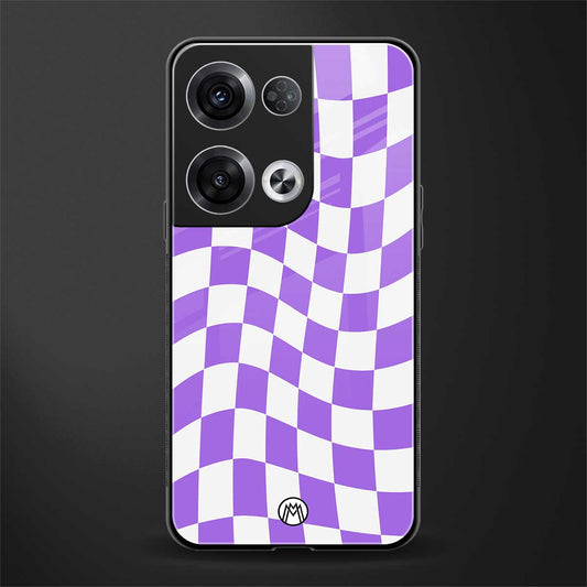 purple white trippy check pattern back phone cover | glass case for oppo reno 8