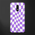 purple white trippy check pattern glass case for oneplus 6 image
