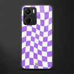purple white trippy check pattern back phone cover | glass case for vivo y16