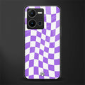 purple white trippy check pattern back phone cover | glass case for vivo y35 4g
