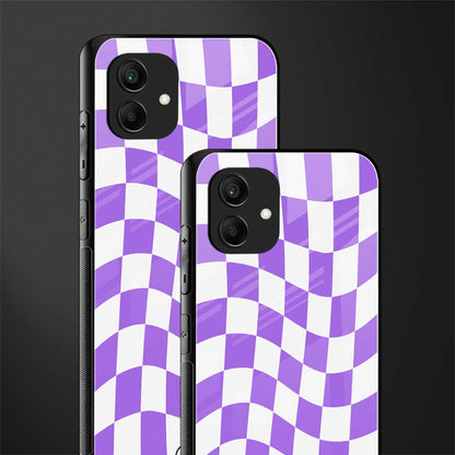 purple white trippy check pattern back phone cover | glass case for samsung galaxy a04