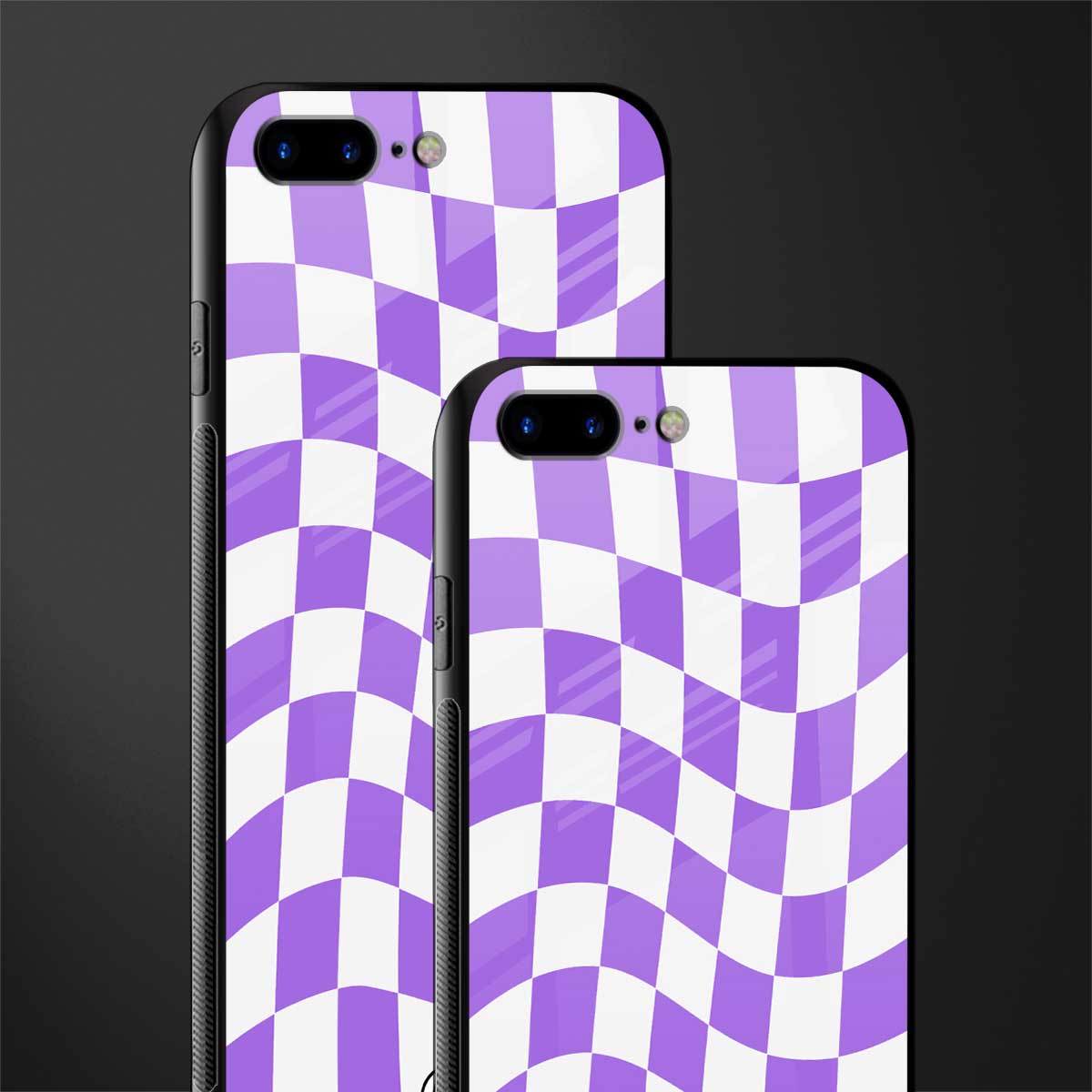 purple white trippy check pattern glass case for iphone 8 plus image-2