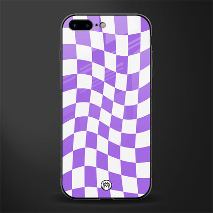 purple white trippy check pattern glass case for iphone 7 plus image