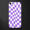 purple white trippy check pattern glass case for iphone se 2020 image