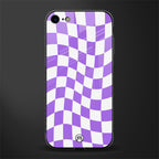 purple white trippy check pattern glass case for iphone se 2020 image