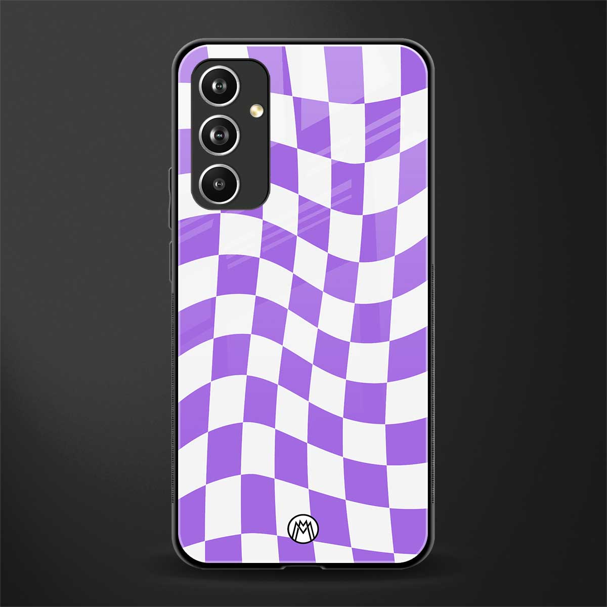 purple white trippy check pattern back phone cover | glass case for samsung galaxy a54 5g