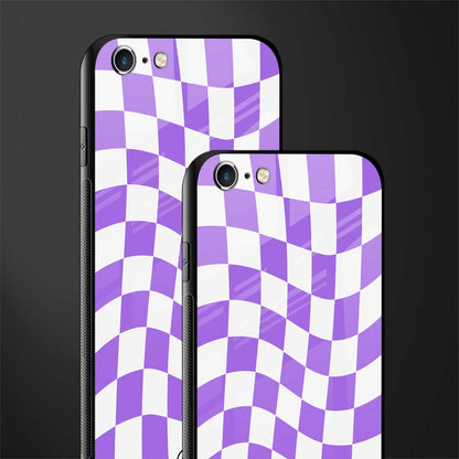 purple white trippy check pattern glass case for iphone 6 image-2