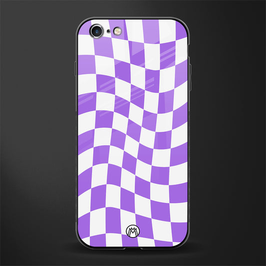 purple white trippy check pattern glass case for iphone 6s plus image