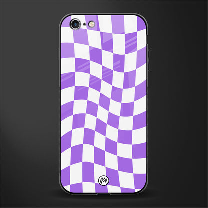 purple white trippy check pattern glass case for iphone 6 image