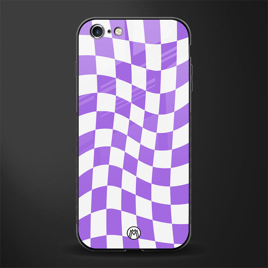 purple white trippy check pattern glass case for iphone 6 image