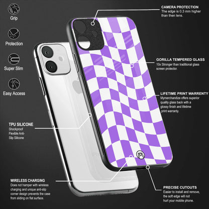 purple white trippy check pattern glass case for oppo a7 image-4