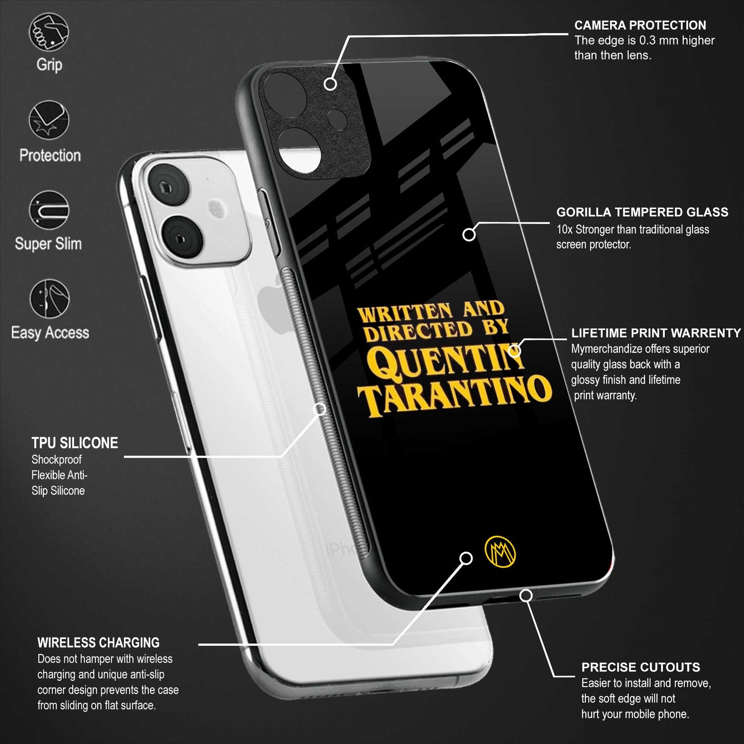 quentin tarantino back phone cover | glass case for redmi note 11 pro plus 4g/5g