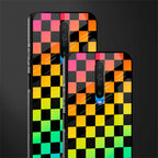 rainbow check pattern glass case for poco x2 image-2
