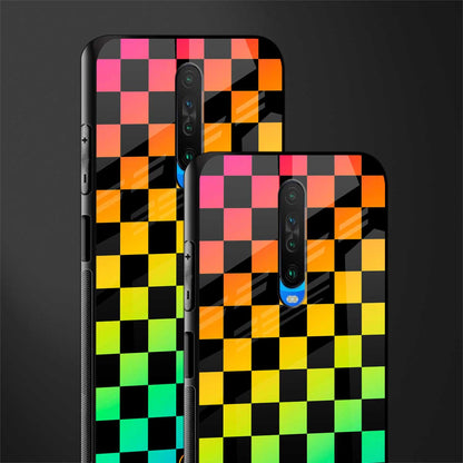 rainbow check pattern glass case for poco x2 image-2