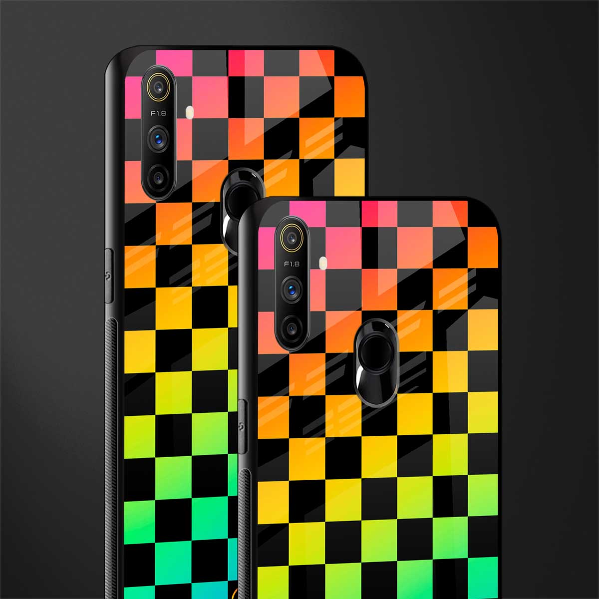rainbow check pattern glass case for realme narzo 20a image-2