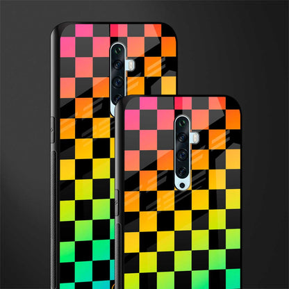 rainbow check pattern glass case for oppo reno 2f image-2