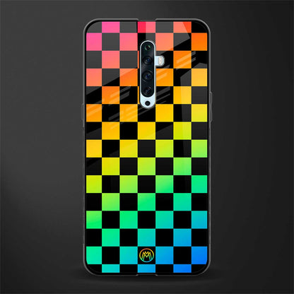 rainbow check pattern glass case for oppo reno 2z image