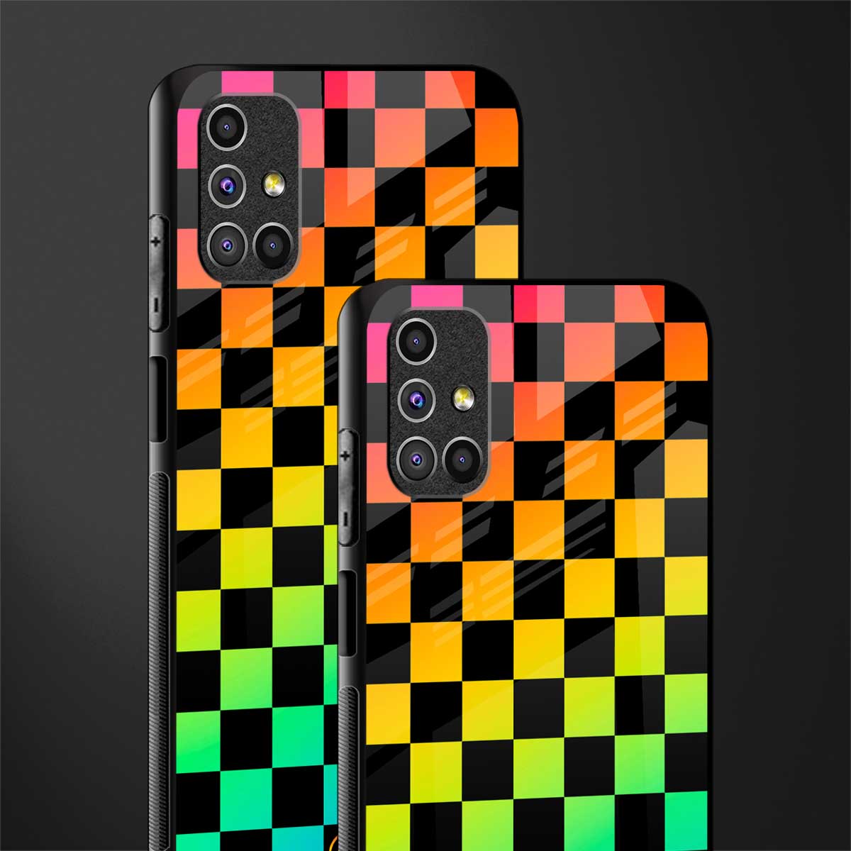 rainbow check pattern glass case for samsung galaxy m51 image-2