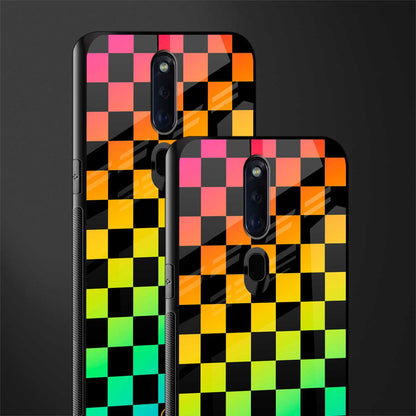 rainbow check pattern glass case for oppo f11 pro image-2