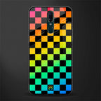 rainbow check pattern glass case for oppo a9 image