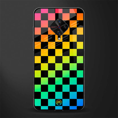 rainbow check pattern glass case for vivo s1 pro image