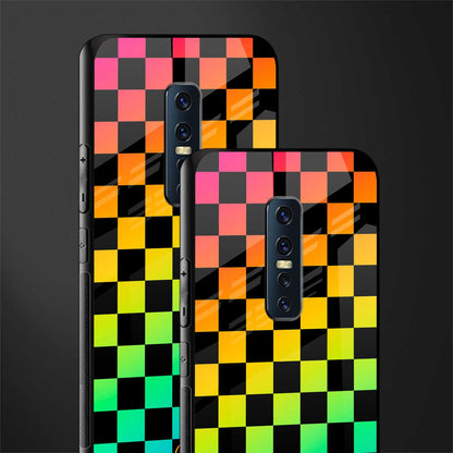 rainbow check pattern glass case for vivo v17 pro image-2