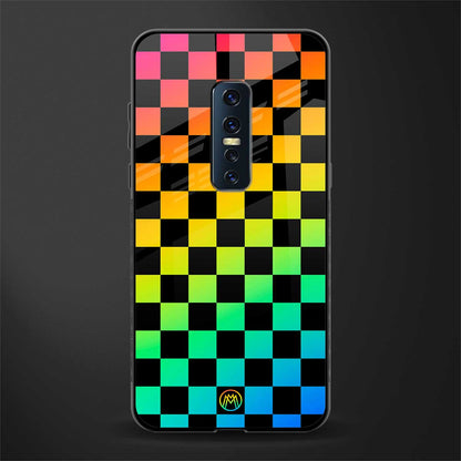 rainbow check pattern glass case for vivo v17 pro image