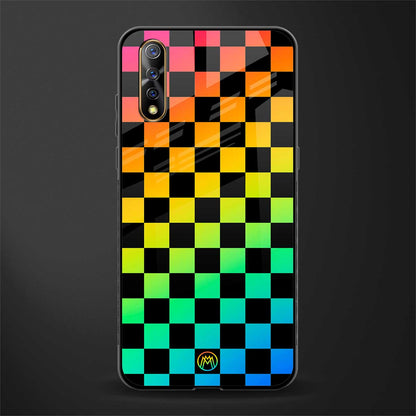rainbow check pattern glass case for vivo z1x image