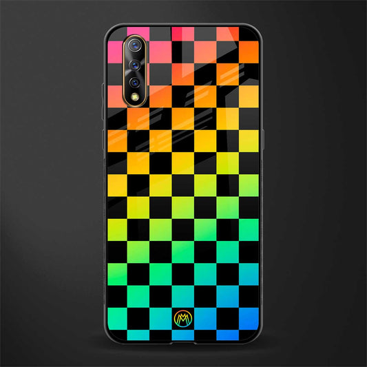 rainbow check pattern glass case for vivo z1x image