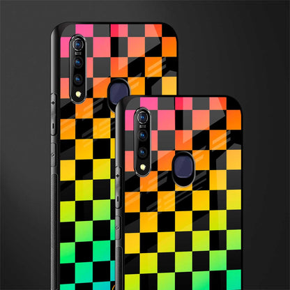 rainbow check pattern glass case for vivo z1 pro image-2