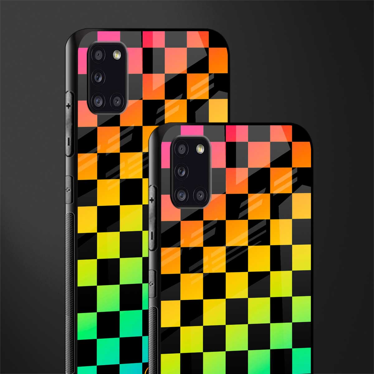 rainbow check pattern glass case for samsung galaxy a31 image-2