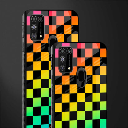 rainbow check pattern glass case for samsung galaxy m31 prime edition image-2
