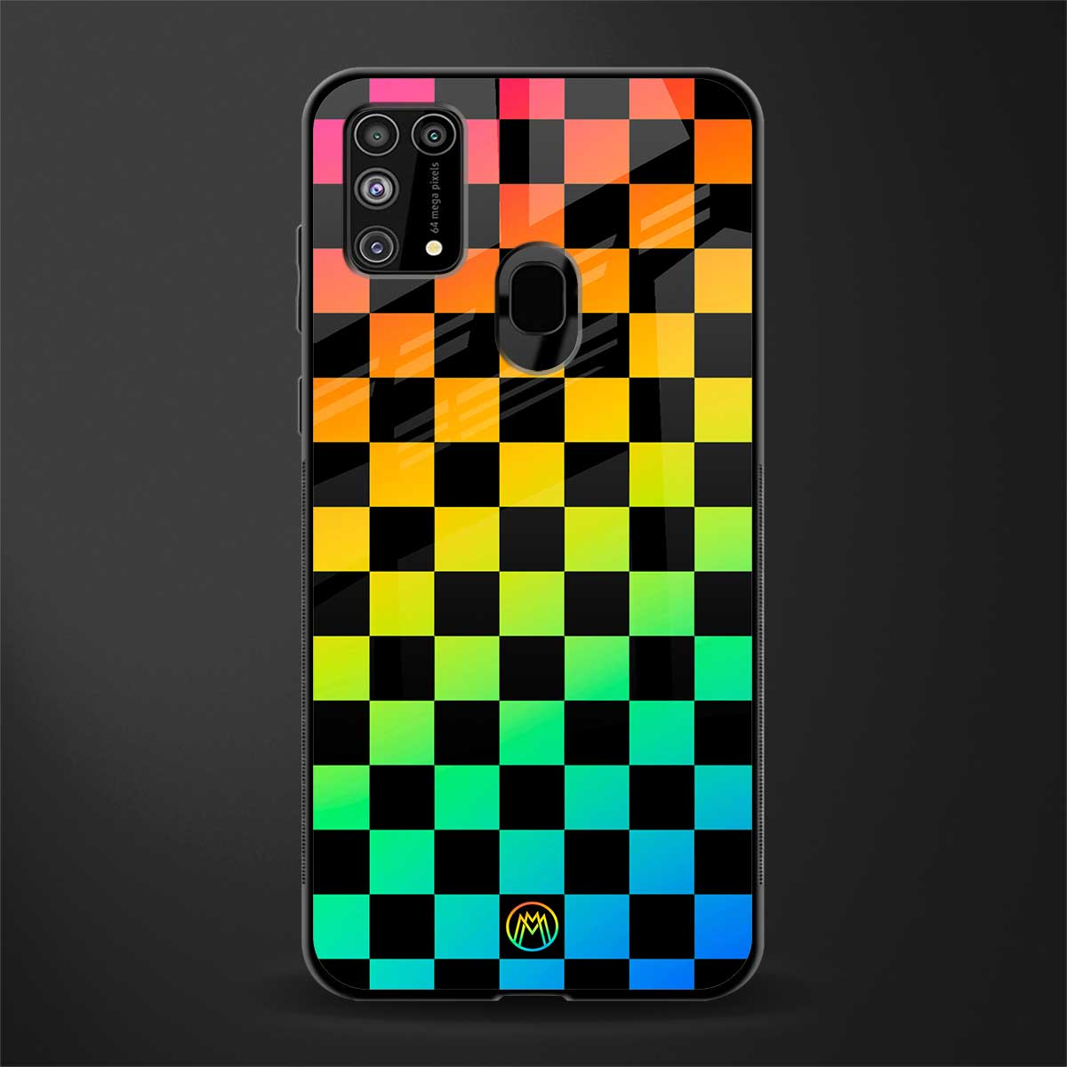 rainbow check pattern glass case for samsung galaxy f41 image