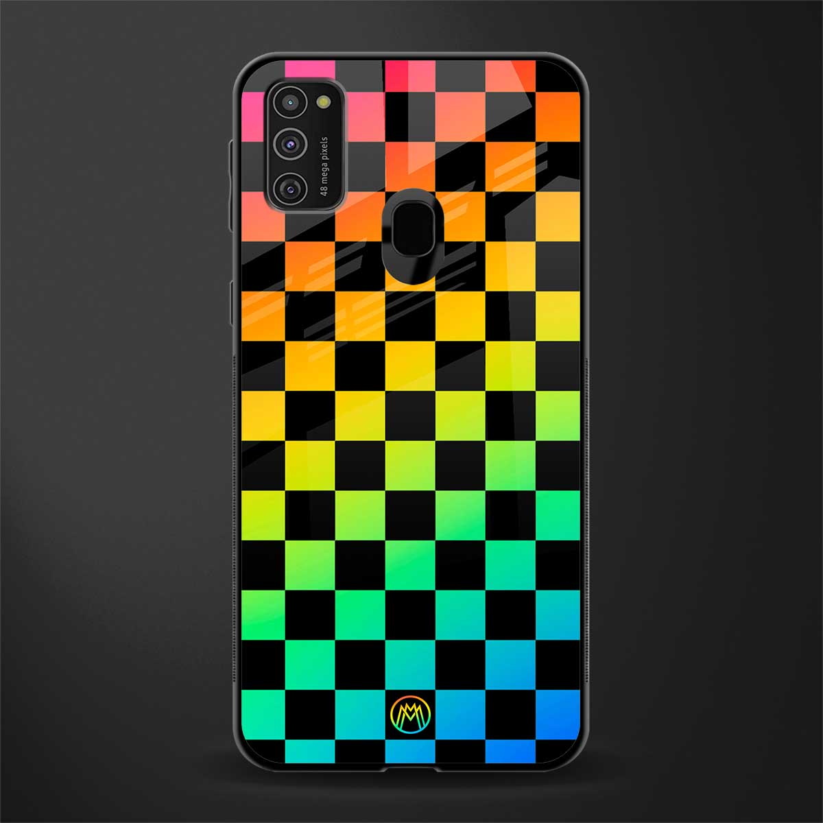 rainbow check pattern glass case for samsung galaxy m21 image