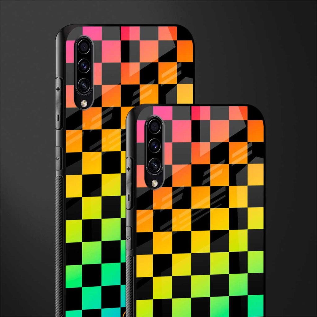 rainbow check pattern glass case for samsung galaxy a50s image-2