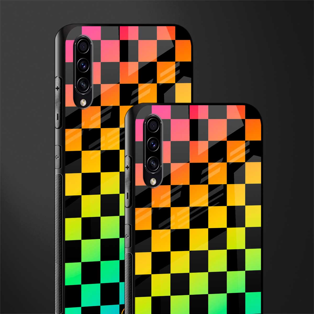 rainbow check pattern glass case for samsung galaxy a50s image-2