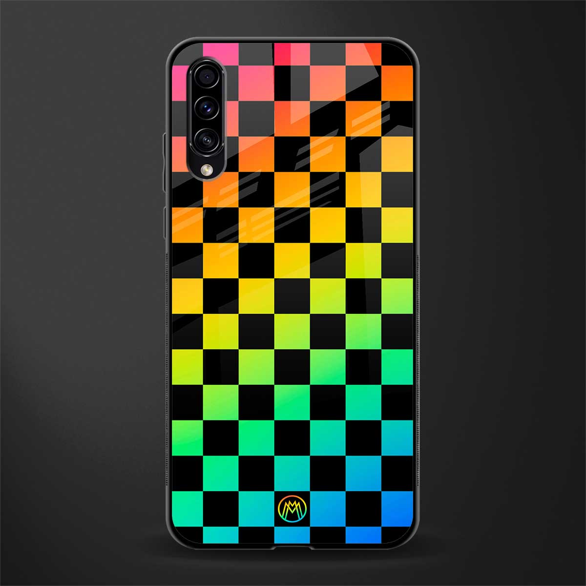 rainbow check pattern glass case for samsung galaxy a50 image