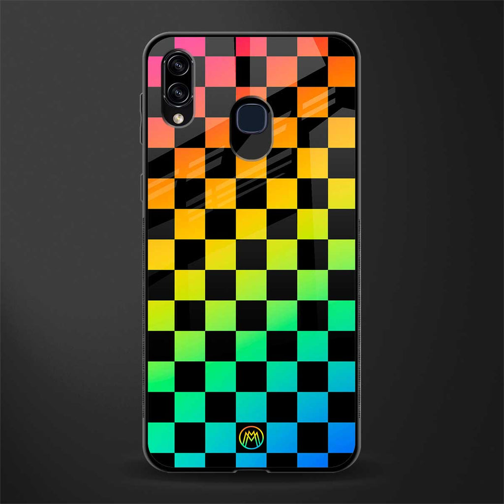 rainbow check pattern glass case for samsung galaxy a20 image