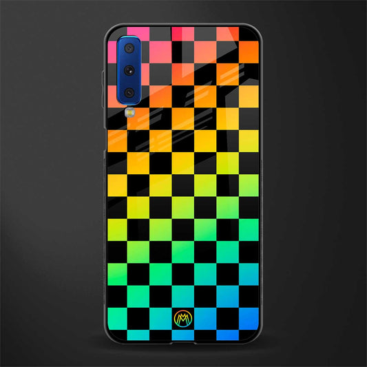 rainbow check pattern glass case for samsung galaxy a7 2018 image