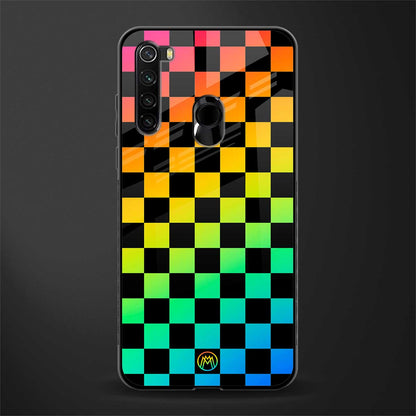 rainbow check pattern glass case for redmi note 8 image