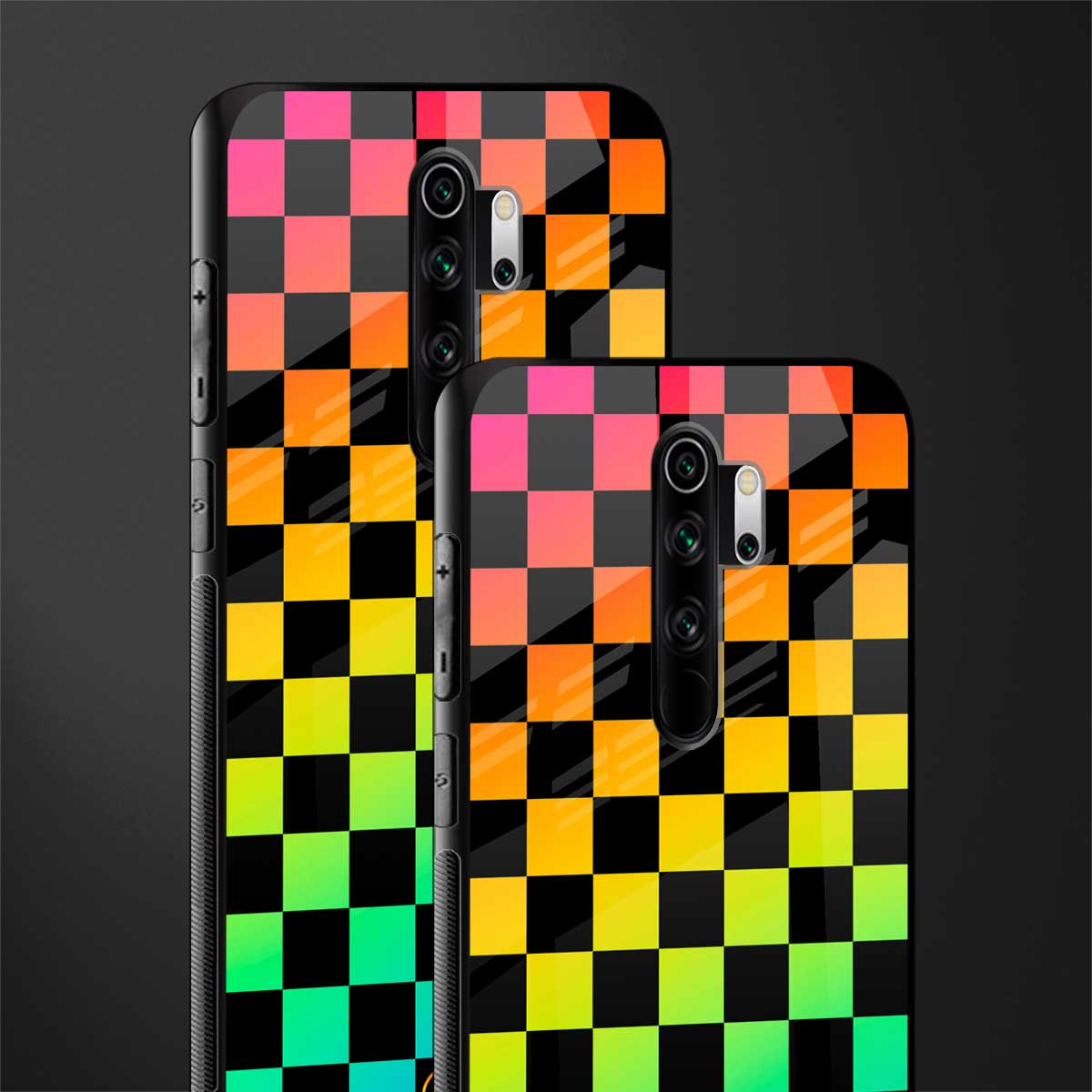 rainbow check pattern glass case for redmi note 8 pro image-2