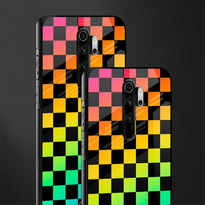 rainbow check pattern glass case for redmi note 8 pro image-2