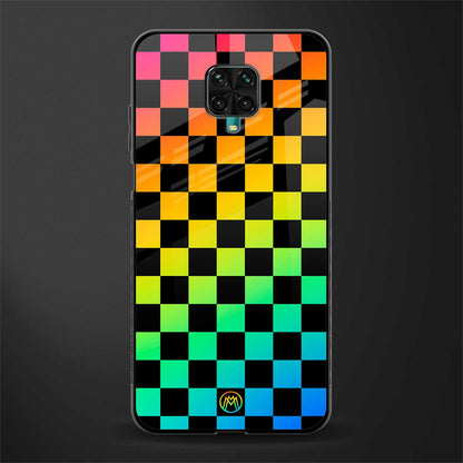 rainbow check pattern glass case for redmi note 9 pro max image