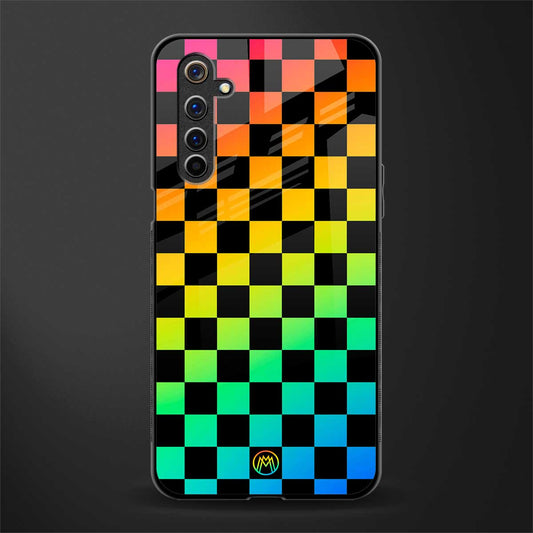 rainbow check pattern glass case for realme 6 pro image