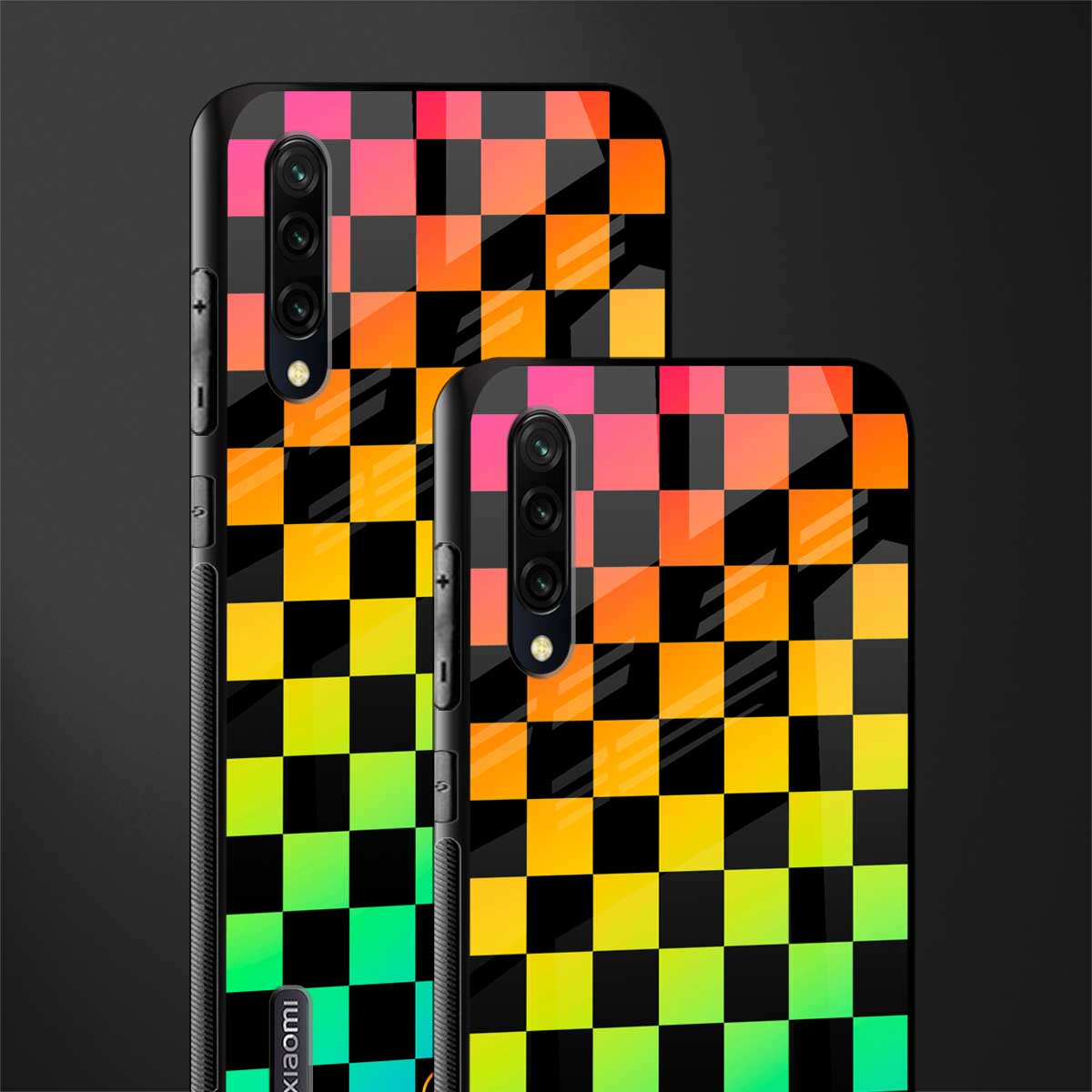 rainbow check pattern glass case for mi a3 redmi a3 image-2