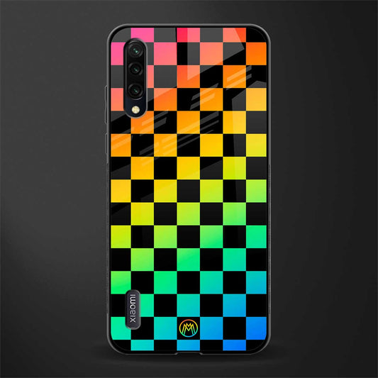 rainbow check pattern glass case for mi a3 redmi a3 image